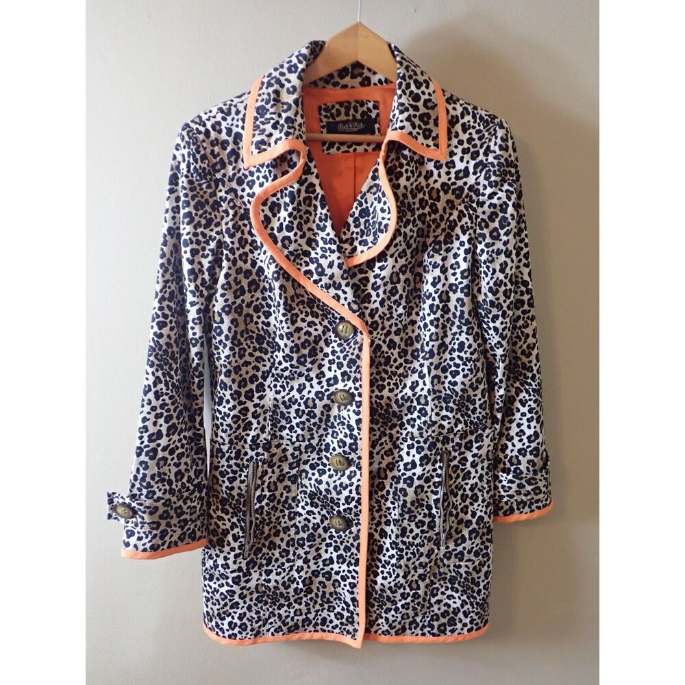 Peck & Peck Collection Lepoard Print Spring Statement Jacket Coat L/XL Bold